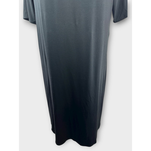 Eileen Fisher Stretch Jersey Knit Mock Neck Dress Midi Half Sleeve Black Size XL - Picture 7 of 14